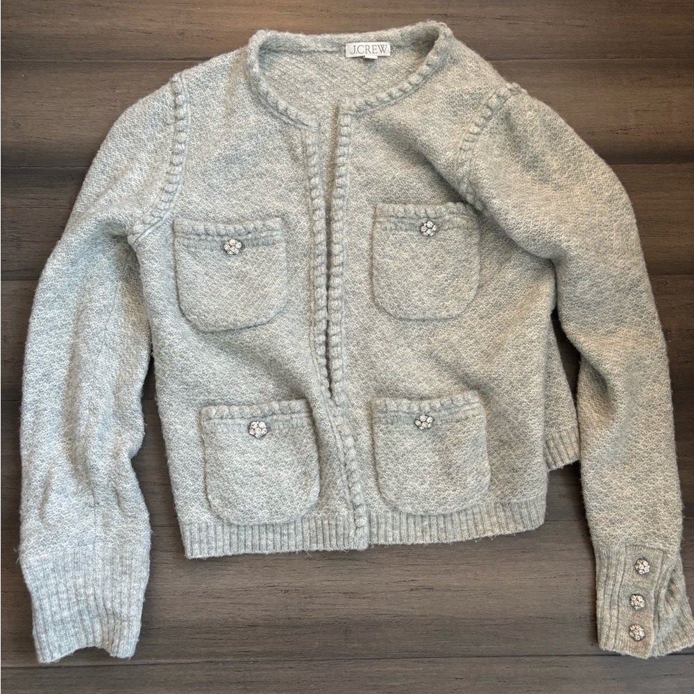 J. Crew Odette Gray Cardigan with Button Accents Apalca Size S